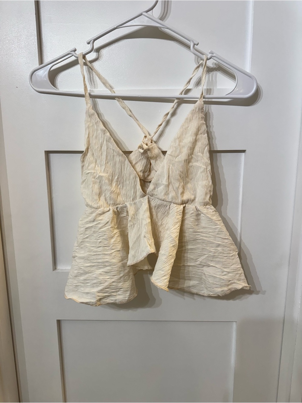 Cream Tie-Back Peplum Cami